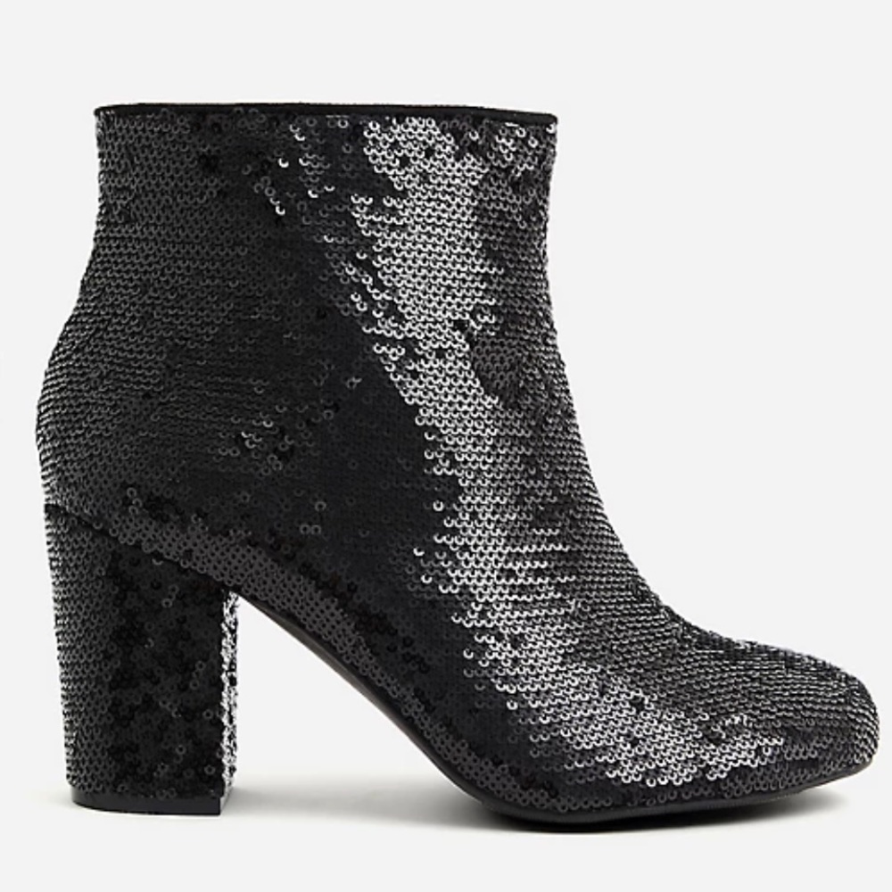 🌹BETSEY JOHNSON BLACK SEQUIN BLOCK HEEL BOOTS🌹